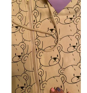 Brown bear kawaii oversized XL ZIP up hoodie cozy thumbnail 4