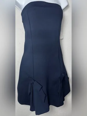 Altar'd State Navy Strapless Mini Dress with Bow Accents Size Large thumbnail 5