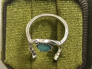 Bohemian Design Blue Turquoise Stainless Steel Silver Statement Ring Size 6 thumbnail 3