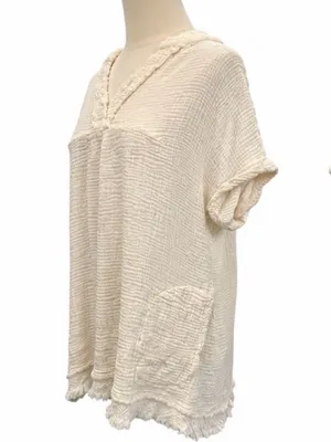 Entro Ivory Gauze Pocket Tunic Top Pockets – Size Medium thumbnail 2