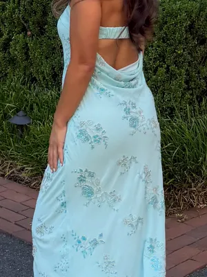 Hello Molly Sparkling Floral Embellished Strapless Maxi Dress thumbnail 4