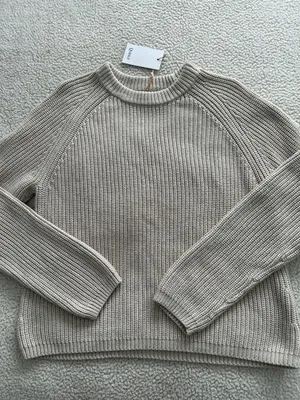 Quince Organic Cotton Fisherman Crew Neck Sweater Speckled Beige Size L thumbnail 9