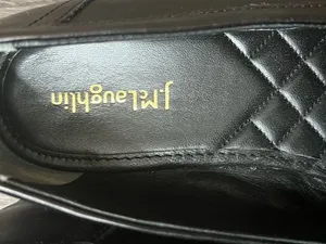 J.McLaughlin Black Leather Penny Loafers with Crinkle Strap Detail Size 9 thumbnail 2