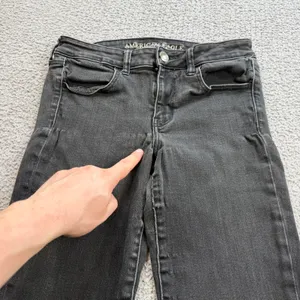 American Eagle Black Skinny Jeans Womens 8 Stretch Jegging Faded Wash High Rise thumbnail 7