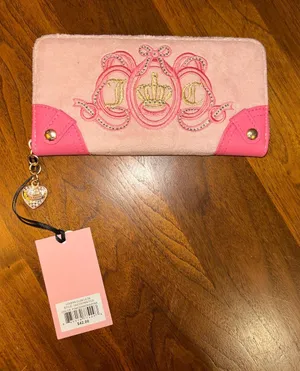 JUICY COUTURE “Lovers Club” Large Zip Around Wallet | Pink Terry Cloth | NWT Y2K thumbnail 1
