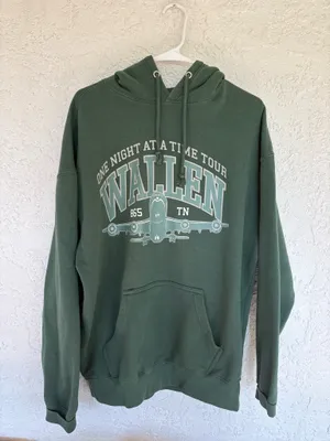 Morgan Wallen Hoodie Green Size L thumbnail 1