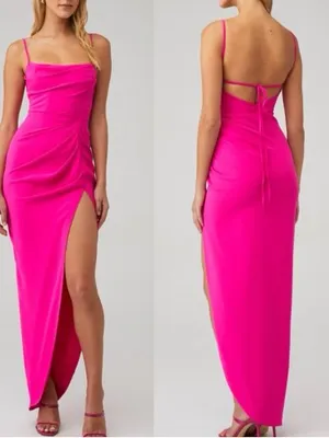 Amanda Uprichard Hot Pink Cowl Neck Maxi Dress – Small thumbnail 8