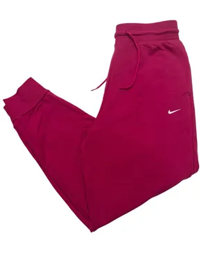 Nike Raspberry Pink Fleece Joggers with White Swoosh thumbnail 1