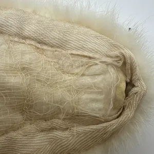 Vintage Genuine Fur Shawl Stole Wrap Cream Ivory Soft thumbnail 13