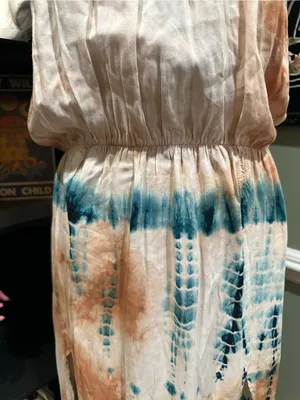 Blue Life Double Slit Halter Dress – Tan & Blue Tie Dye – Size Small thumbnail 5