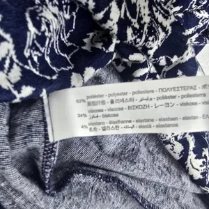 ZARA Floral Print Long‎ Sleeve Mini Dress Navy Blue White Puff Sleeve Large thumbnail 6