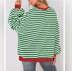 NEW Striped Crewneck Oversized Sweatshirt Pullover Sweater XL thumbnail 2