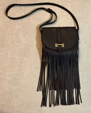 Metaphor Black Fringed Crossbody Bag Vegan Leather Boho‎ Festival Western Purse thumbnail 1