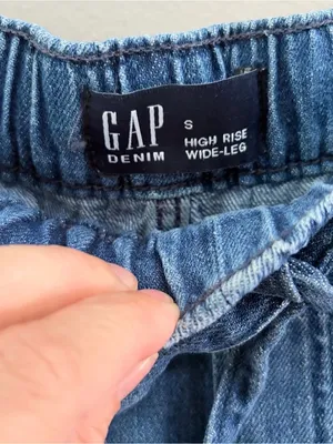 GAP Denim High Rise Wide Leg Drawstring Jeans Size S thumbnail 2