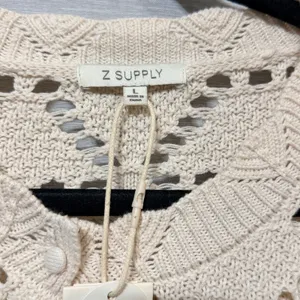 Z Supply Cream Pointelle Geometric Knit Button Cardigan Sweater ZW253328 Large thumbnail 6