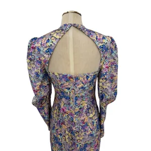 Elliatt Mackenzie Floral Puff Sleeve Cutout Back Maxi Dress Multi NWT Size Small thumbnail 9