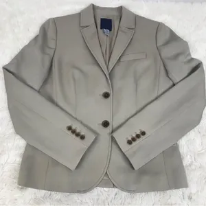 J. CREW Taupe Wool Button‎ Front Blazer Jacket 100% Wool Tan Beige Blazer Size 8 thumbnail 3