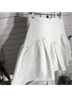 Princess Polly Tennis Mini Skirt Flouncy Hemline Back Zip Cotton White Women’s 6 thumbnail 4