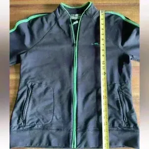 Lauren Ralph Lauren Active Full Zip Jacket Black with Green Trim Size Large thumbnail 8