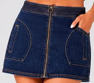 Abercrombie & Fitch Denim Mini Skirt Size 6 Dark Wash Zip Front Cotton Jean Y2K thumbnail 1