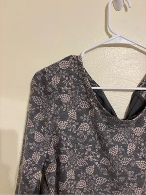 Lauren Conrad L Floral Lace Trim Tie Back Long Sleeve Top thumbnail 5