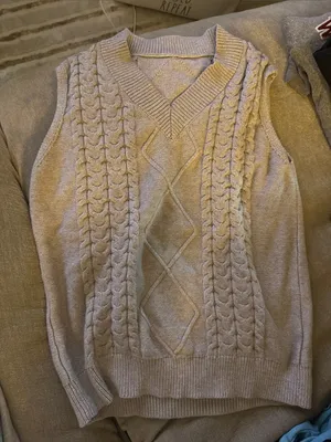 Women's Cable Knit V-Neck Sweater Vest - Grey thumbnail 1