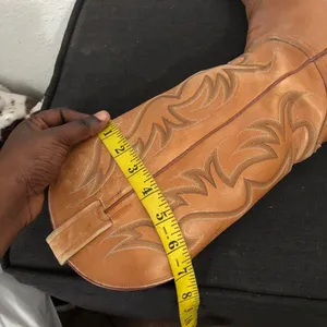 Nocona Cognac Brown Leather Almond Toe Western Riding Cowboy Vintage Dress Boots Men 8E Measurement in pics thumbnail 6