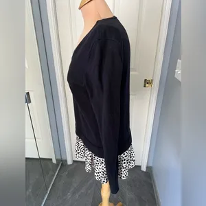 Loft Women's‎ Mock Layer Black Sweater Top Size Small Pullover Leopard V Neck thumbnail 4