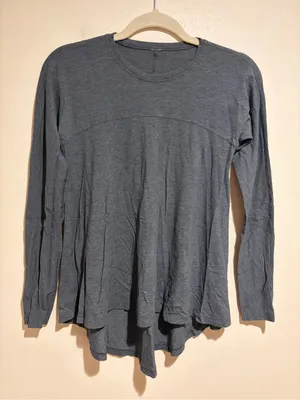 Lululemon Acadia Long Sleeve Heathered Pitch Grey Athletic Active Top Shirt thumbnail 5