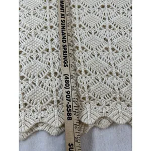Willow & Root Diamond Pointelle Cardigan Sweater Cream Sz M Cottagecore Boho Top thumbnail 12