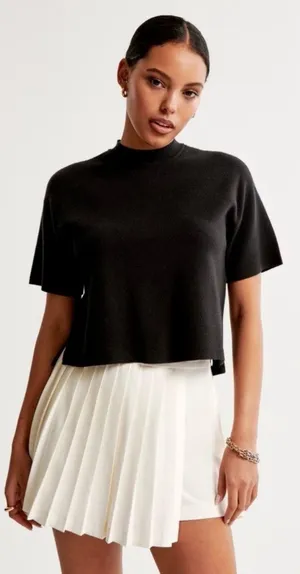 Abercrombie Pleated Wrap Mini Skort Cream thumbnail 1