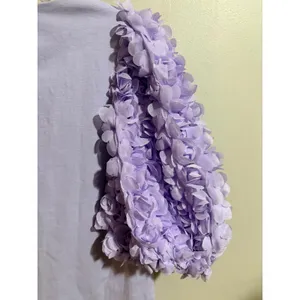 Entro Shift Dress Womens S Lavender New 3D Floral‎ Puff Sleeve V-Neck thumbnail 11