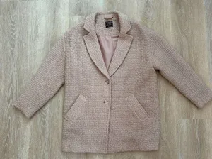Abercrombie & Fitch Women's Pink Tweed Wool Blend Overcoat Size L‎ thumbnail 1