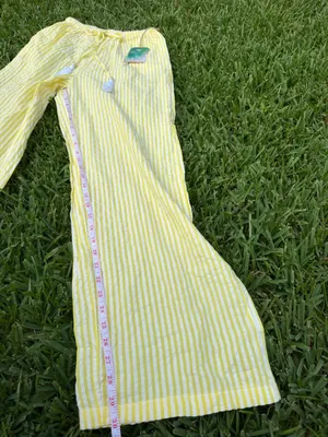 True Destinations Resort Wear Lemon Meringue Yellow Stripe Wide Leg Pants XS NWT thumbnail 3
