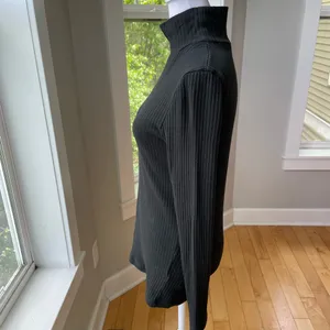 Vintage 90s J. Crew Black Ribbed Mockneck Long Sleeve Top Size Medium thumbnail 2