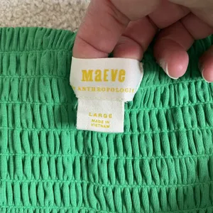 Maeve by Anthropologie Corset Style Crop Top Strapless Green Women's Size Large thumbnail 7