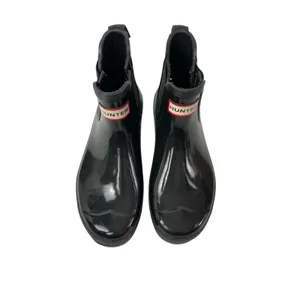 Hunter Womens Original Gloss Black Round Toe Slip On Flats Chelsea Ankle Boots 7 thumbnail 2