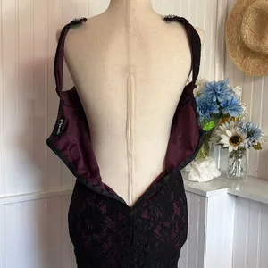 Sequin Hearts Black & Mauve Open Back Lace Dress thumbnail 8