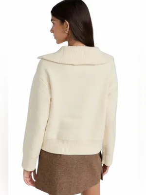 Anthropologie by English Factory Quarter zip Knit Sweater pocket front Size S thumbnail 7