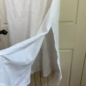 Papillon Paula Carbone White Textured Floral Midi Tank Dress Side Slit FLAWS thumbnail 5