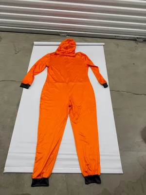 Halloween Pumpkin Jack-O-Lantern Hooded Jumpsuit Costume Orange Women L thumbnail 7
