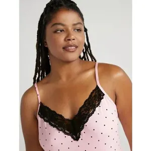 Joyspun Womens Lace Trim Knit Chemise Pink Sz 2X thumbnail 3
