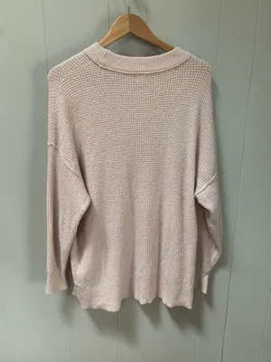 Aerie waffle knit oversized sweater pink Small thumbnail 2