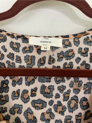 Entro Leopard Print Button‎ Front Babydoll Tunic Top/Dress Size M- Brown/Black thumbnail 2