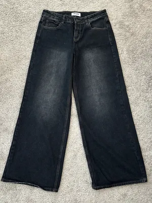 RSQ Low Rise Baggy Wide Leg Jeans In Washed BLACK Sz. 27 thumbnail 4