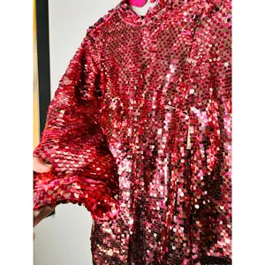 ANTHROPOLOGY MAEVE Pink Sequin Mock Neck Bell Sleeve Mini Dress NWT Size XS thumbnail 9