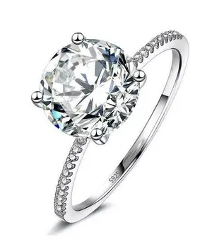 Sterling Silver SIZE 6 925  3Ct Engagement Wedding Ring thumbnail 1