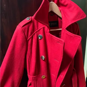 Guess Women's Vibrant Red Trench Coat. Wool blend thumbnail 8