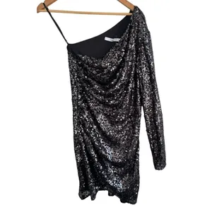 Tadashi Shoji SHO On Shoulder Long Sleeve Ruched Sequin Mini‎ Dress XL thumbnail 4