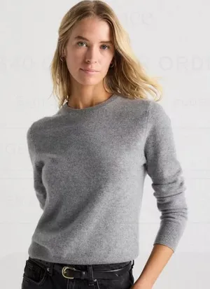 Quince 100% Cashmere Gray Cropped Crew Neck Sweater M thumbnail 1